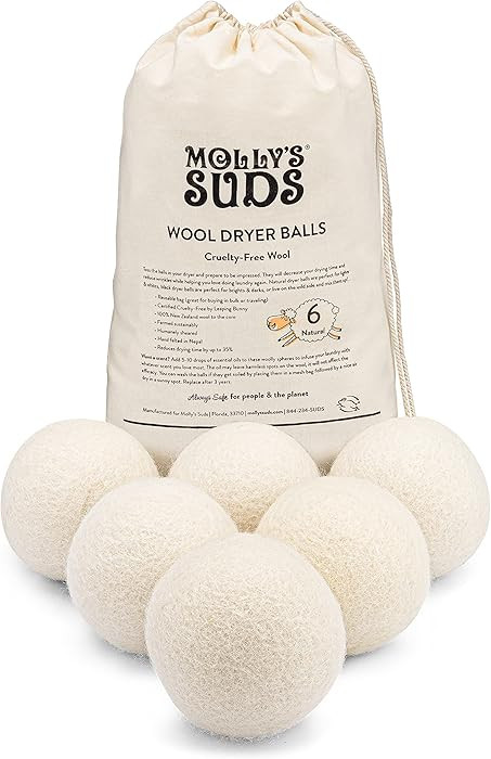 Molly's Suds Wool Dryer Balls | XL, Premium Organic Fabric Softener, Hypoallergenic, Hand-Felted,... | Amazon (US)