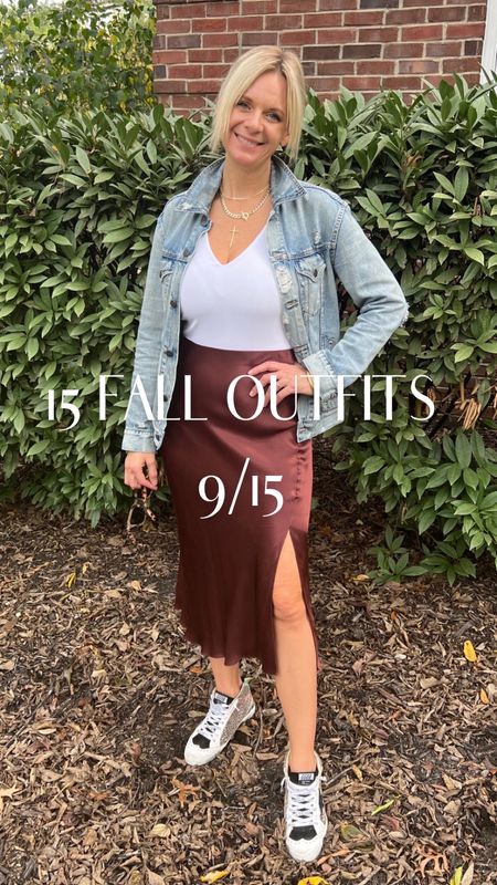 🍂 15 Fall Outfits🍂

Day 9/15…   Jean Jacket + Midi Skirt + Sneakers

We found this midi skirt at the NSale this summer....  A slip skirt is one of the most versatile pieces you can own for your closet.  Look how cute it looks with a jean jacket and sneakers!

#LTKshoecrush #LTKSeasonal #LTKstyletip