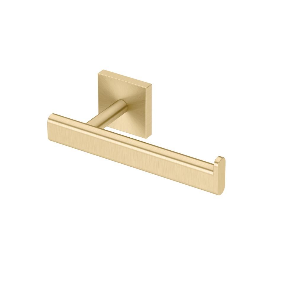 Gatco Elevate Euro Single Post Toilet Paper Holder in Brushed Brass | The Home Depot