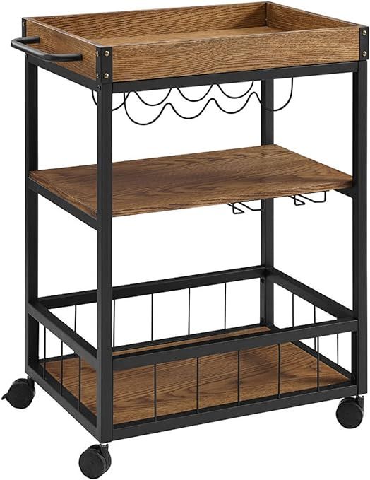 Linon Austin Kitchen Cart, 30.5"W x 18.13"D x 36.25"H, Black | Amazon (US)