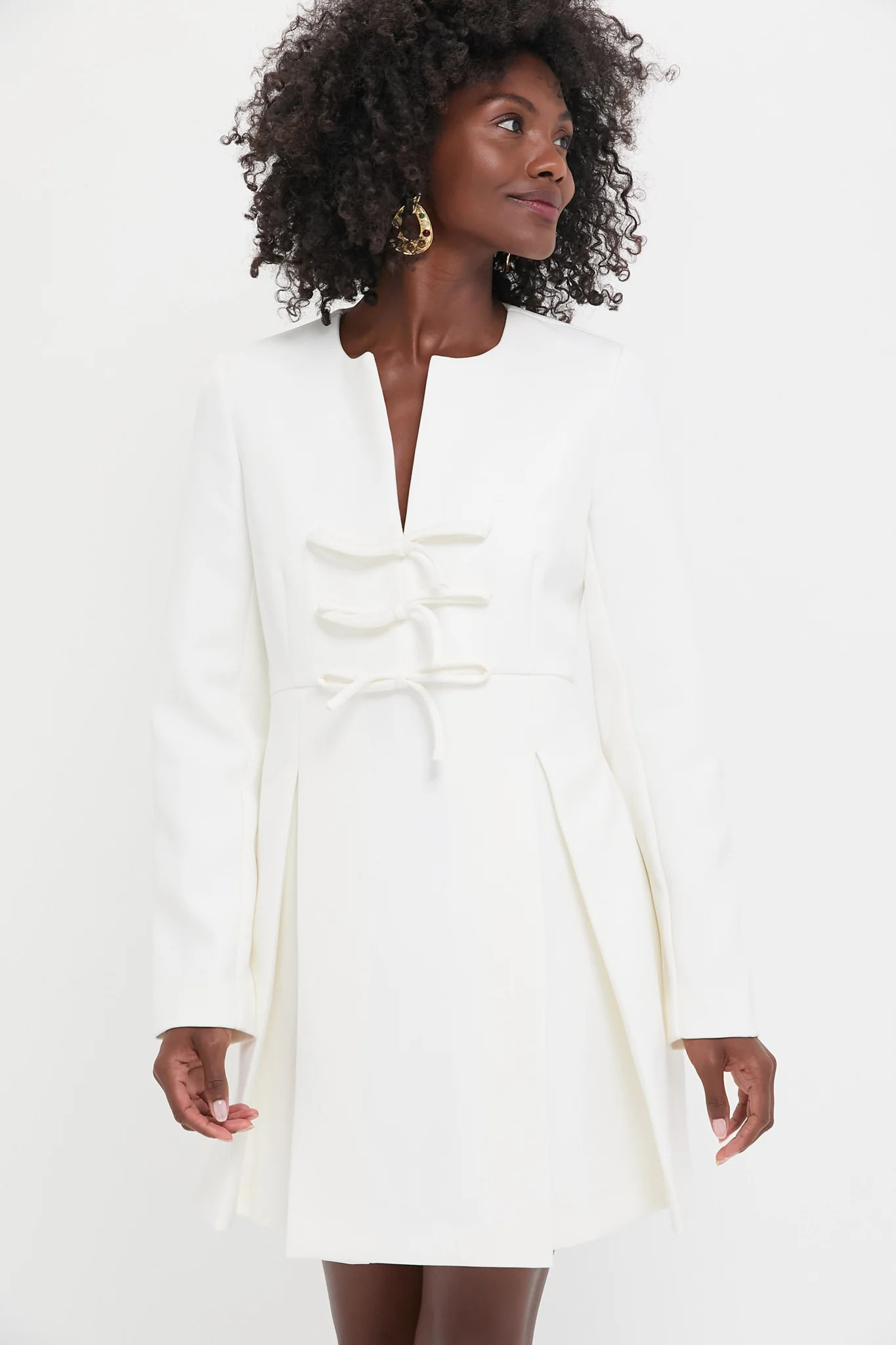 White Crepe Blair Bow Coat Dress | Tuckernuck (US)