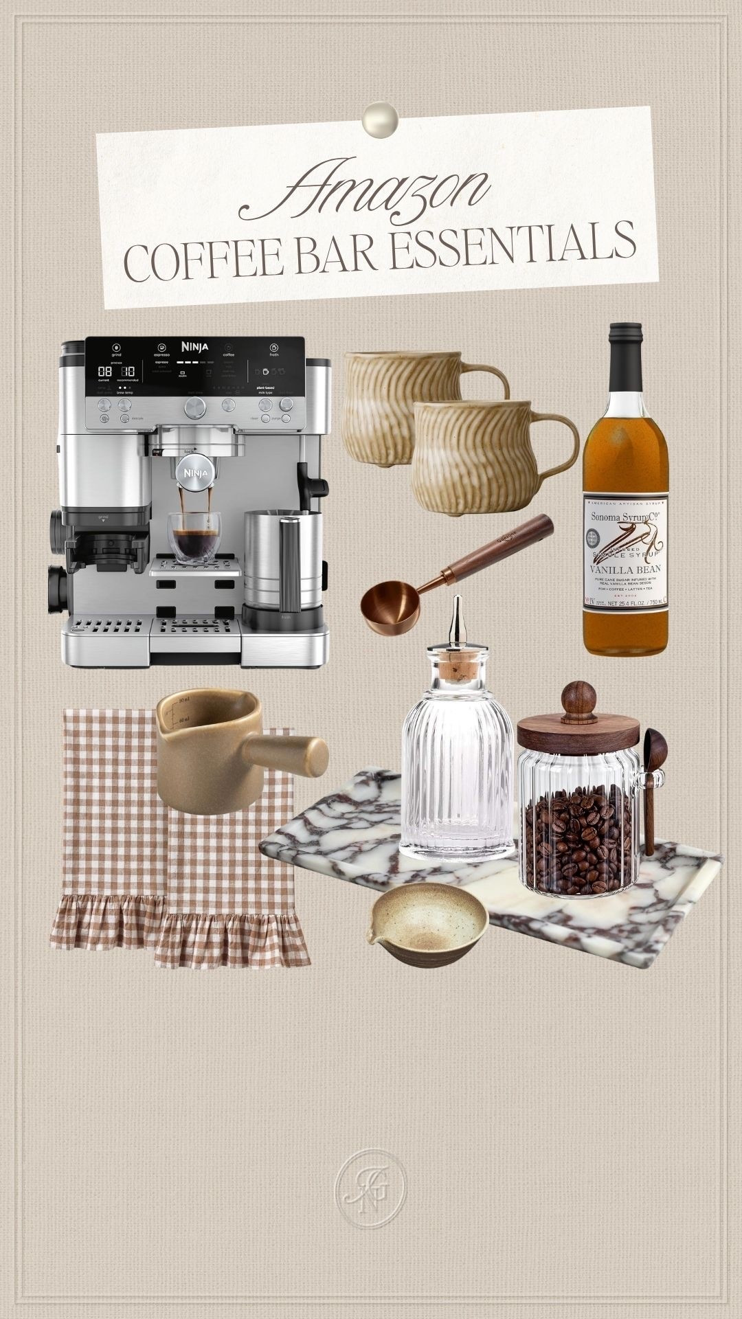Amazon coffee bar finds with cozy mugs, pretty glassware, syrup bottles and little kitchen details. 🤍 

#amazonhome #amazonfinds #coffeebar #coffeebarfinds #kitchenfinds #homefinds #prettyhome #ltkfinds #modernorganic #kitchenstyling

#LTKHome