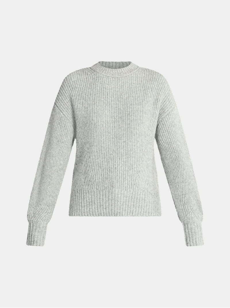 Time and Tru Women's Shaker Stitch Mock Neck Sweater, Midweight, Sizes XS-XXXL | Walmart (US)