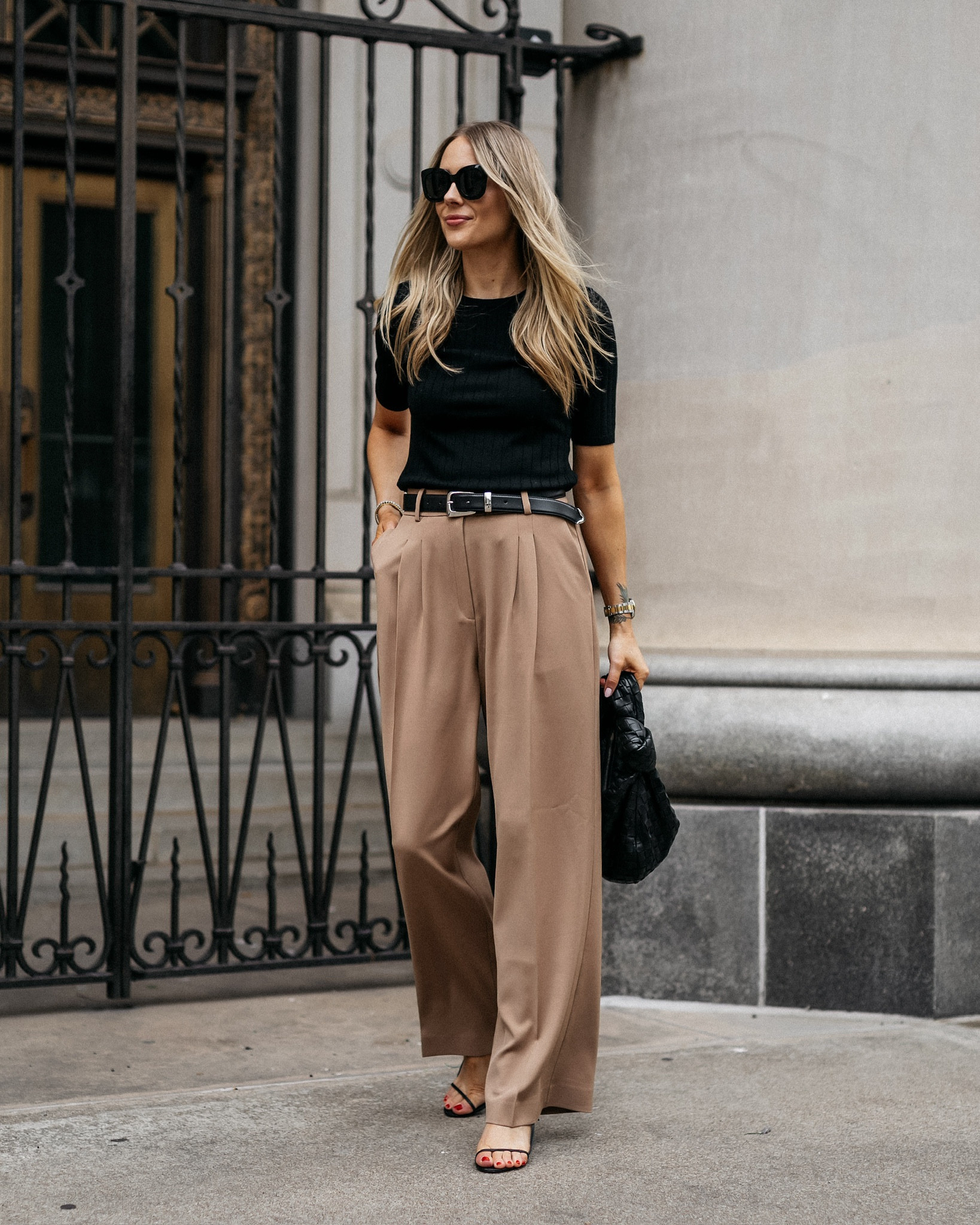 black t shirt with palazzo