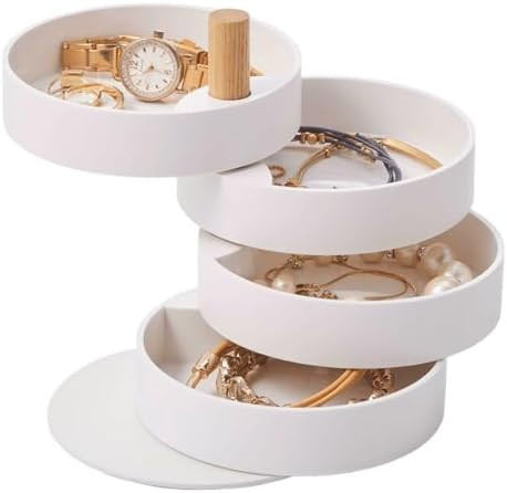 YAMAZAKI Home Tosca Rotating Jewelry Organizer, 4-Tier Storage Box, Stacked Accessory Trays With ... | Amazon (US)