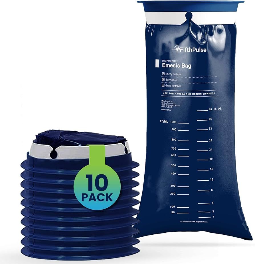 FifthPulse Disposable Navy Blue Emesis Bags - Pack of 10 Barf Bags for Kids and Adults - Vomit Ba... | Amazon (US)