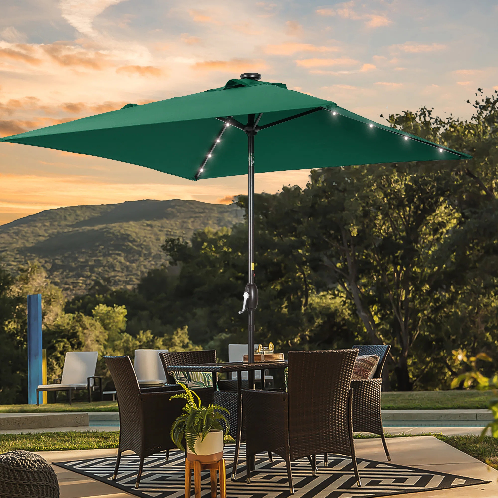 Arlmont & Co. Salehah 6.5 x 6.5' Square Lighted Market Umbrella & Reviews | Wayfair | Wayfair North America