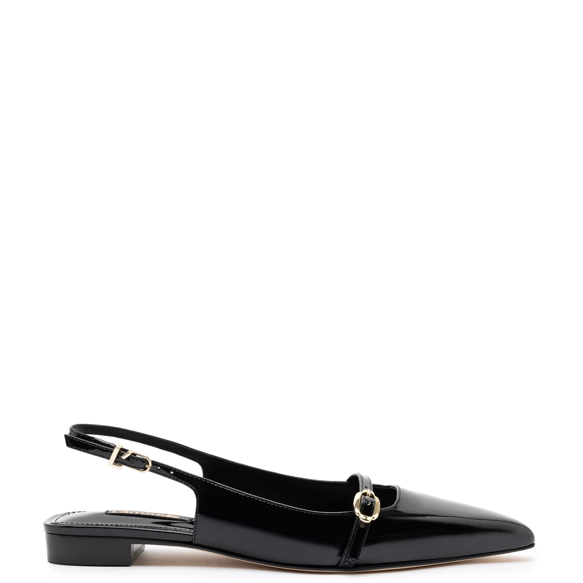 Ines Flat In Black Patent Leather | Larroude