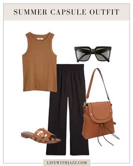 Casual summer capsule outfit 

- tank, relaxed pants, sandals, sunglasses, backpack, purse, casual

#LTKstyletip #LTKunder100 #LTKSeasonal