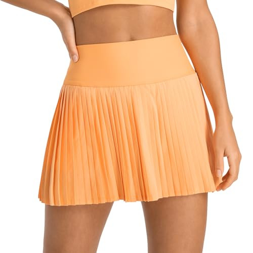 ABOCIW Women Golf Skort Tennis Skirt with Pockets Shorts High Waisted Pleated Mini Skirt Athletic Workout Skorts Skirts Orange X-Large | Amazon (US)