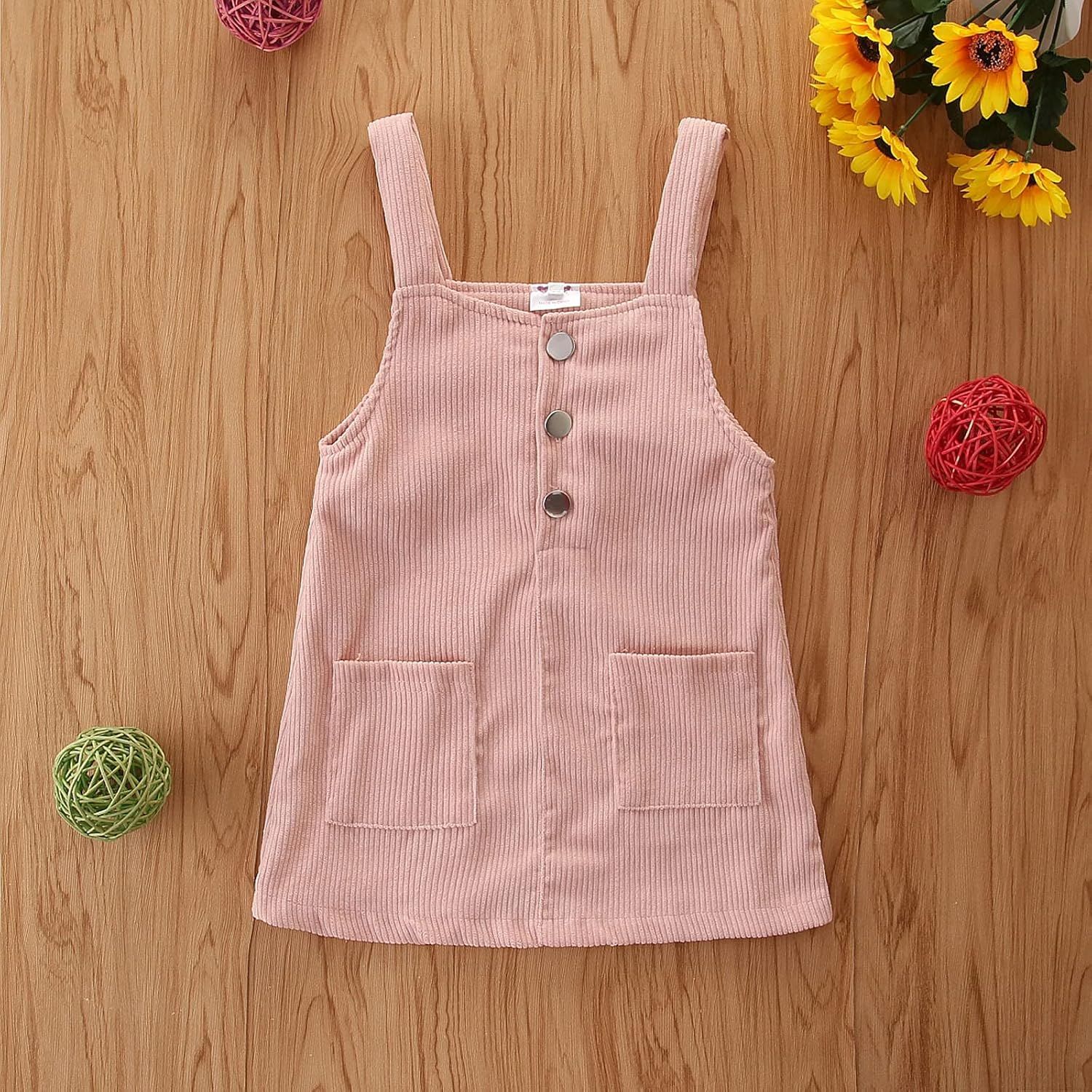 Mubineo Toddler Baby Girl Corduroy Pocket Overall Dress Kids Casual Bib Dresses | Amazon (US)