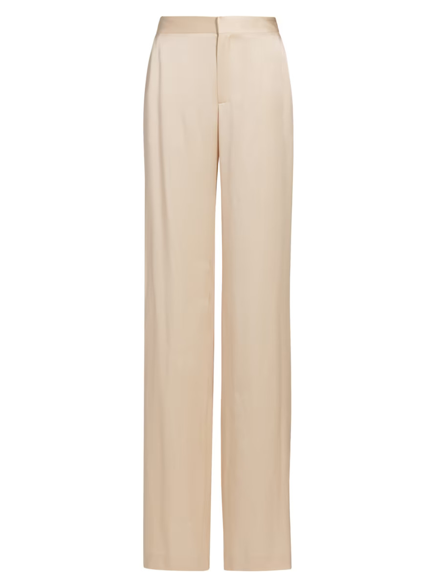 Satin High-Rise Trousers | Saks Fifth Avenue