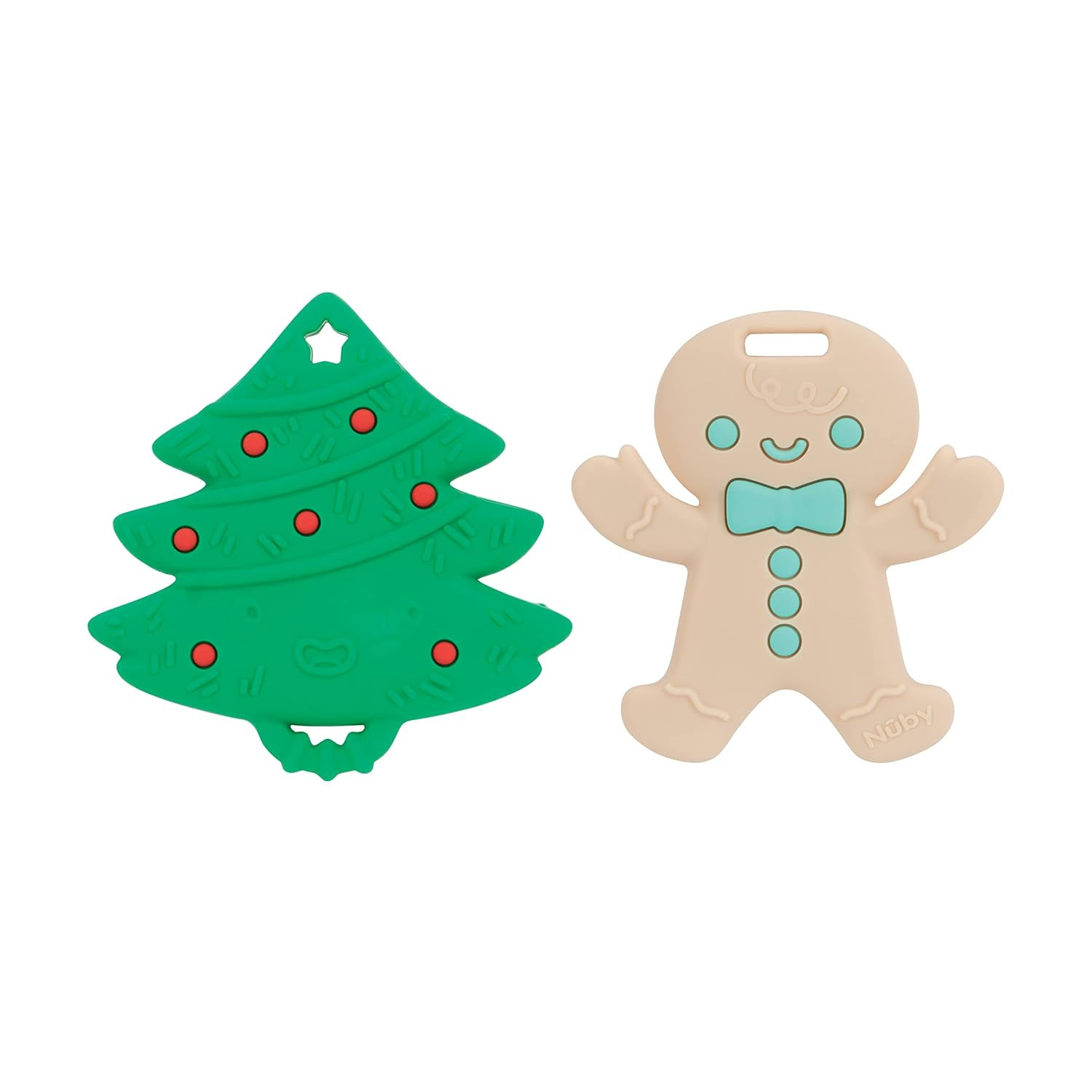 Nuby All Silicone Holiday Tree & Gingerbread Man Cookie Teether – 2 Pack, 3+ Months | Amazon (US)