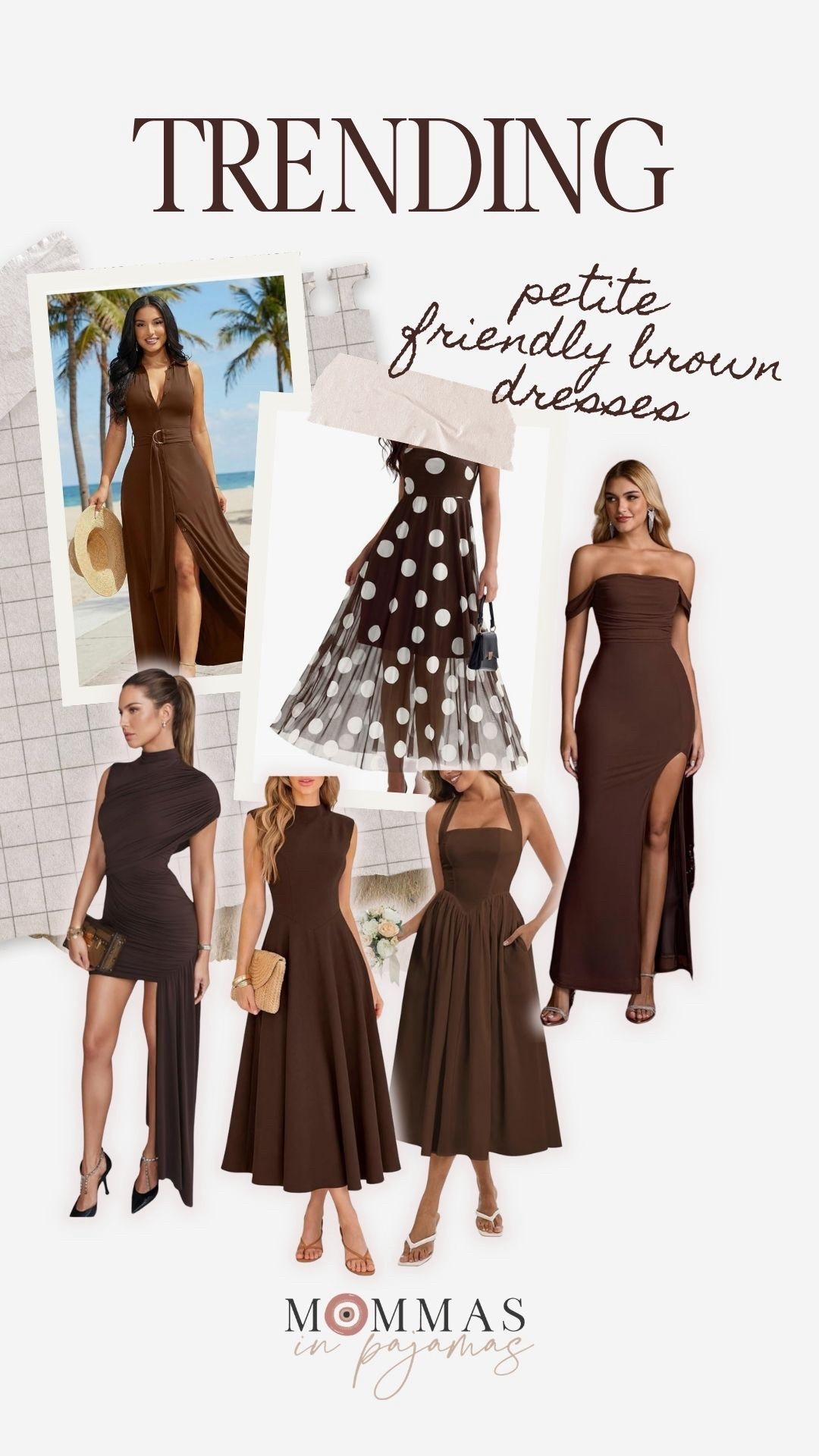 Brown dresses are trending and these are the cutest petite friendly finds around! The polka dots are adorable and these are all full bust friendly. These are so good for date nights, wedding guest dresses or any spring or summer event. 
Petite friendly dresses 

#LTKSeasonal #LTKMidsize #LTKPetite