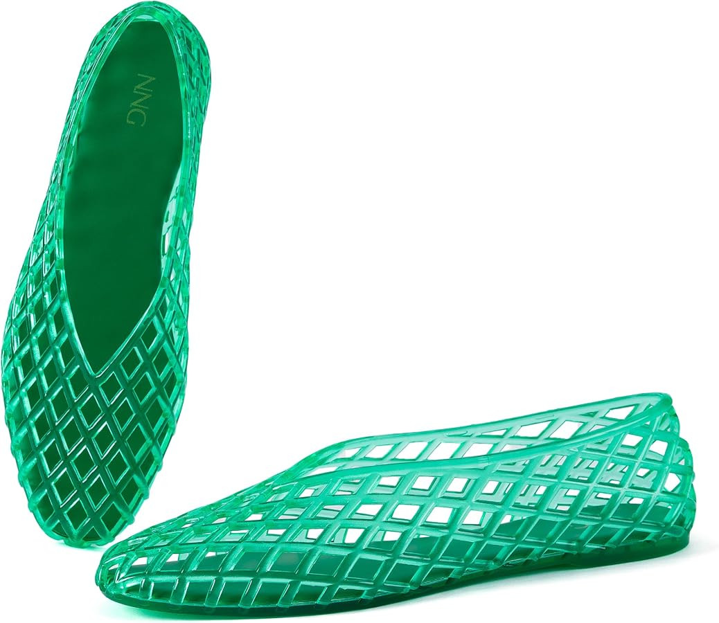 Women Jelly Shoes Clear Mesh Flat Sandal V-Shaped Breathable Comfort Slip On Waterproof Transpare... | Amazon (US)