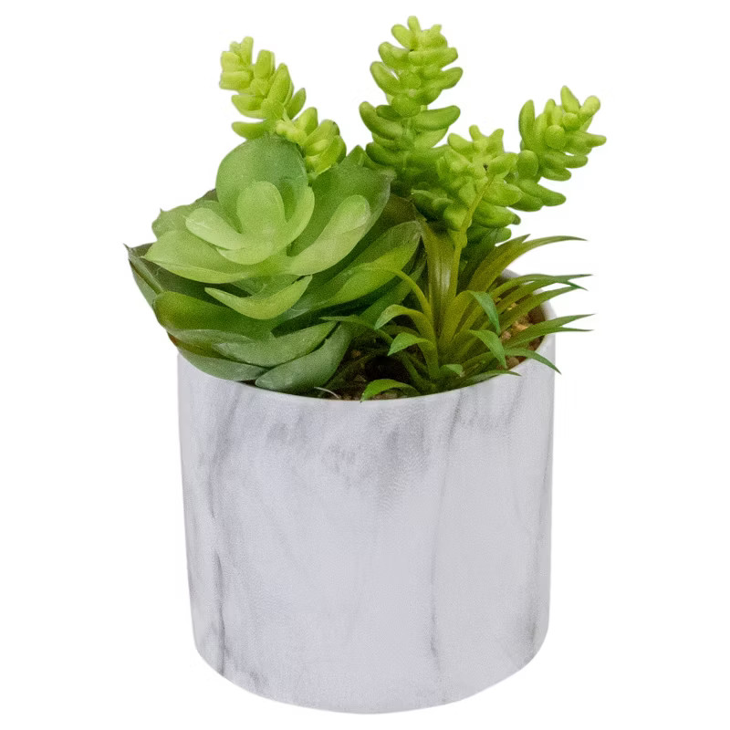 Northlight 6.5" Green Artificial Succulent Arrangement in Faux Marble Pot | Target