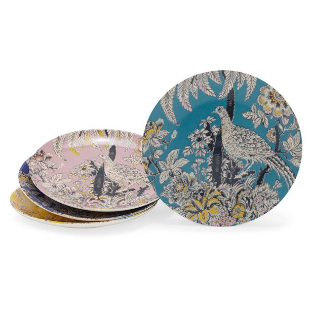 Tropical Toile Bird Mix and Match 4 Piece Appetizer Plate Set by Drew Barrymore Flower Home - Wal... | Walmart (US)