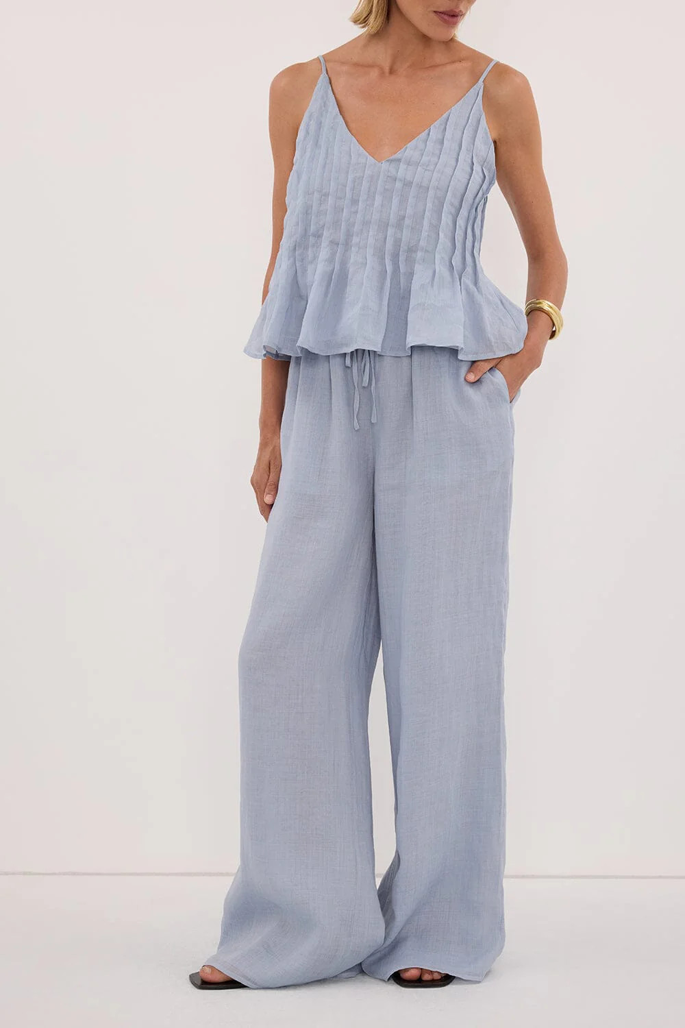 GINNY DUSTY BLUE RAMIE PANT | DISSH