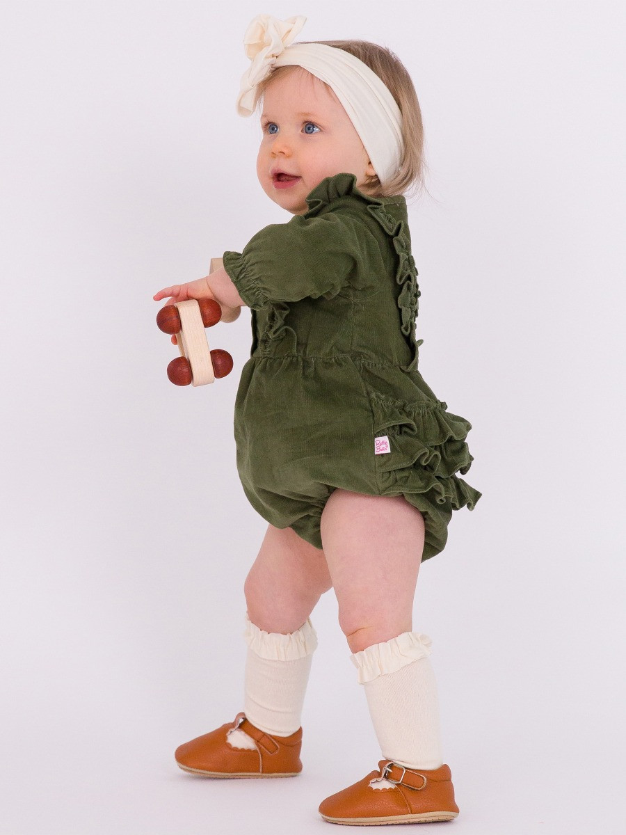 Stretch Corduroy Waterfall Bubble Romper | RuffleButts / RuggedButts