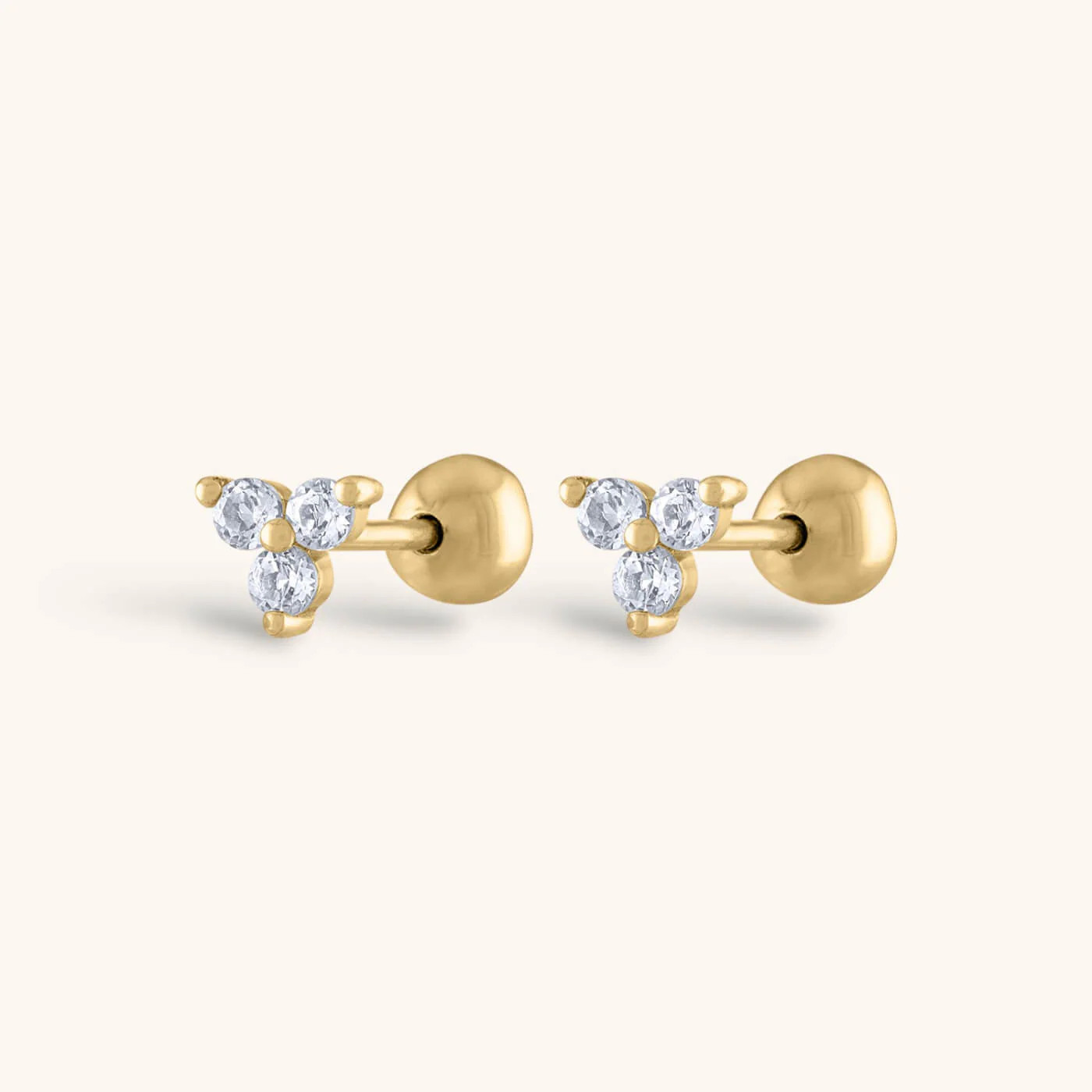 Crystal Trinity Ball Back Earrings in 14k Gold | Maison Miru