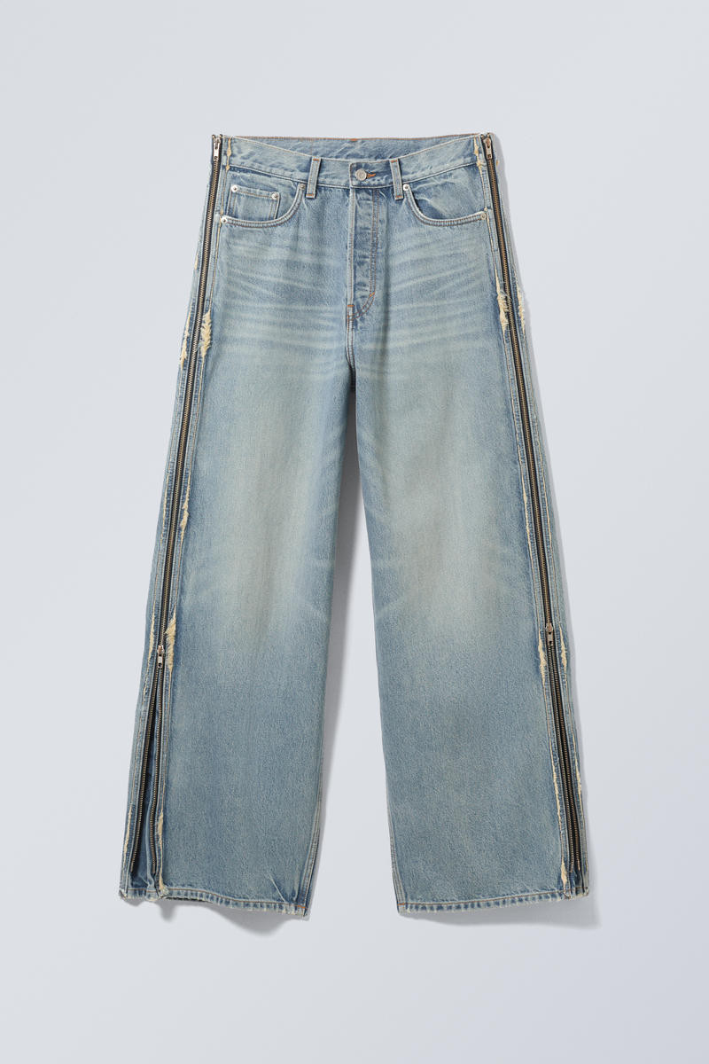 Loose Wide Leg Zip Jeans | Weekday