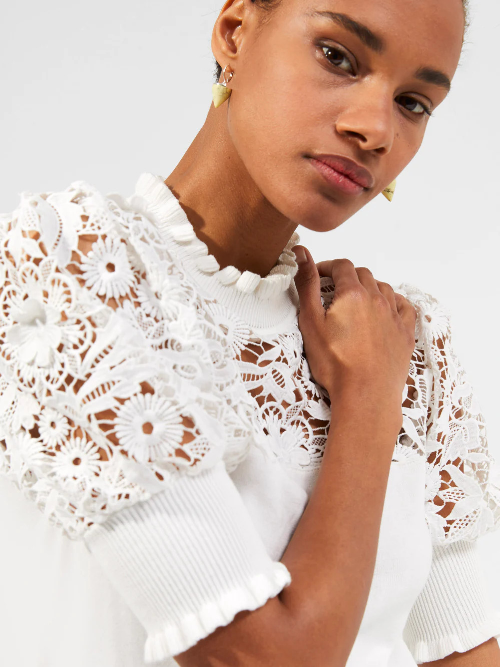Leah Lace Mix Sweater | French Connection (US)