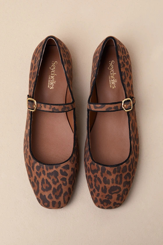 Magnolia Tan Leopard Suede Leather Buckle Ballet Flats | Lulus
