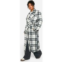 boohoo Women's Plus Check Oversized Wool Look Coat in Black | Size: 18 | Woven | boohoo (US & Canada)