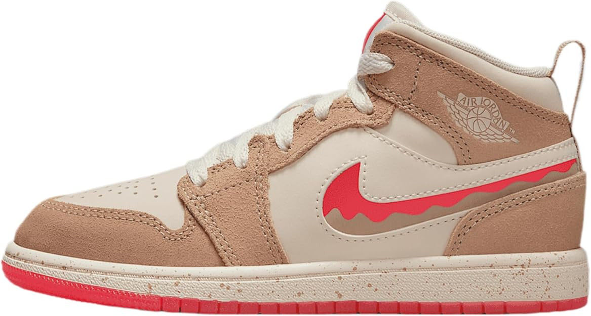Jordan 1 Mid SE Little Kids' Shoes (HJ5960-206, Desert/Pale Ivory/Fusion Red) | Amazon (US)