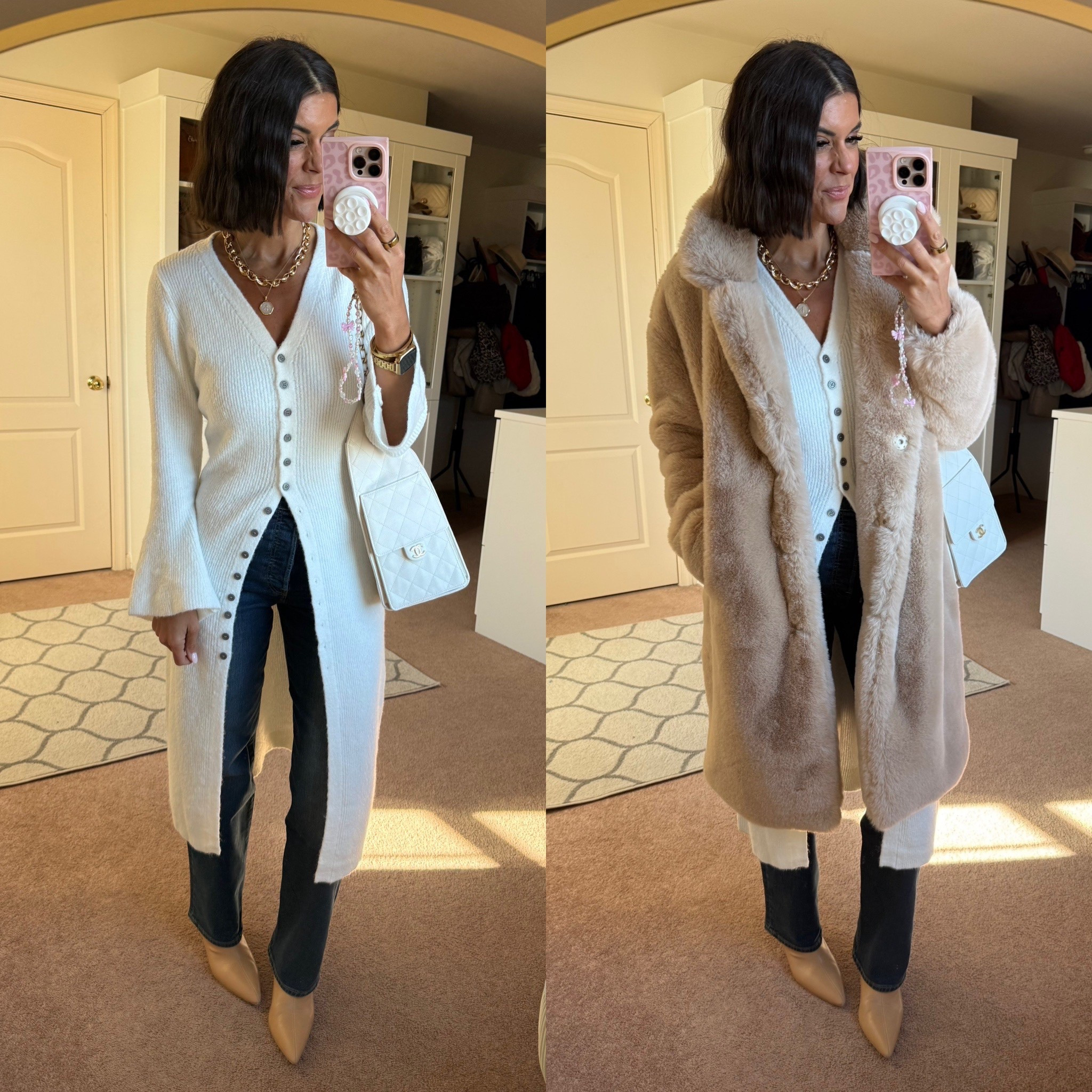 size small in sweater and coat, size 26 in jeans

#LTKSeasonal