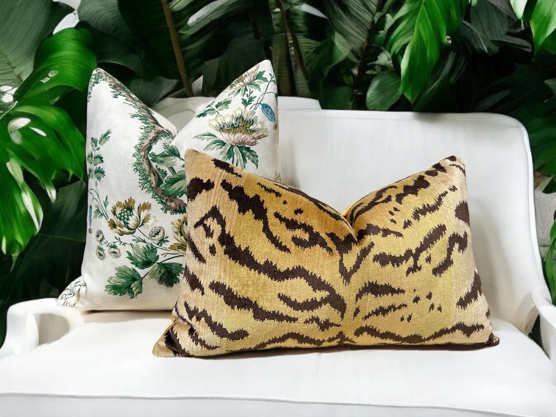 Scalamandre Le Tigre Silk Velvet Pillow. Luxury Designer Throw Pillows, High End Lumbar Pillow Co... | Etsy (US)