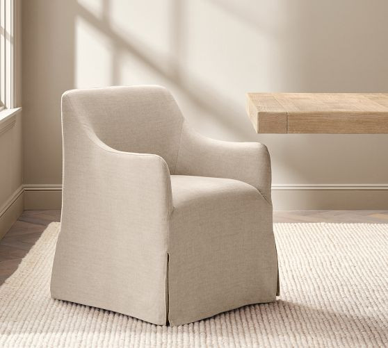 Maxine Slope Slipcovered Dining Armchair | Pottery Barn (US)