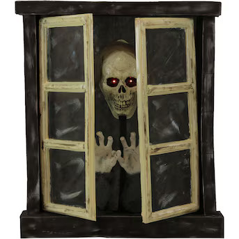 Haunted Hill Farm 33-in Lighted Animatronic Skeleton Free Standing Decoration Life Size Statue | Lowe's