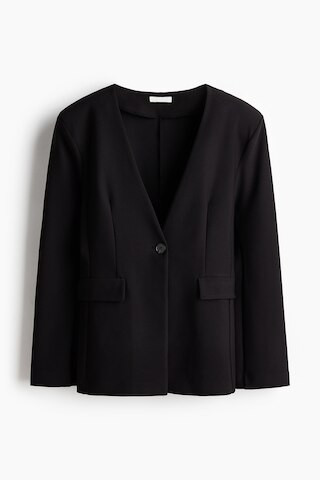 H & M - Collarless jersey blazer - Black | H&M (US + CA)