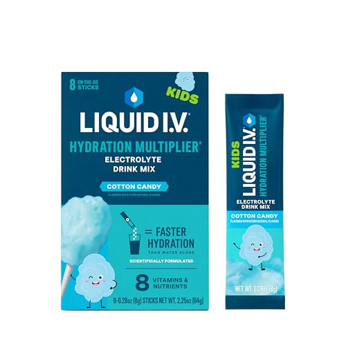 Liquid I.V.® Hydration Multiplier® +Kids - Cotton Candy | Electrolyte Powder Drink Mix | 2 Pack (16 Servings) | Amazon (US)