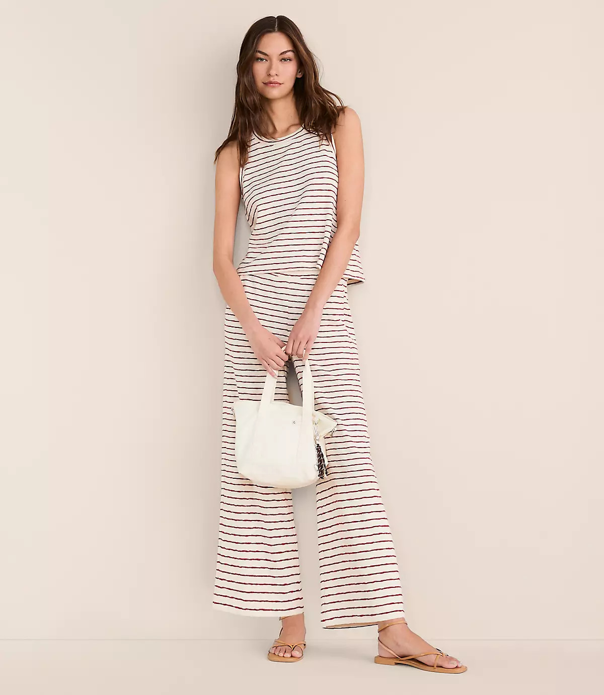Lou & Grey Striped Wide Leg Crop Pants | LOFT
