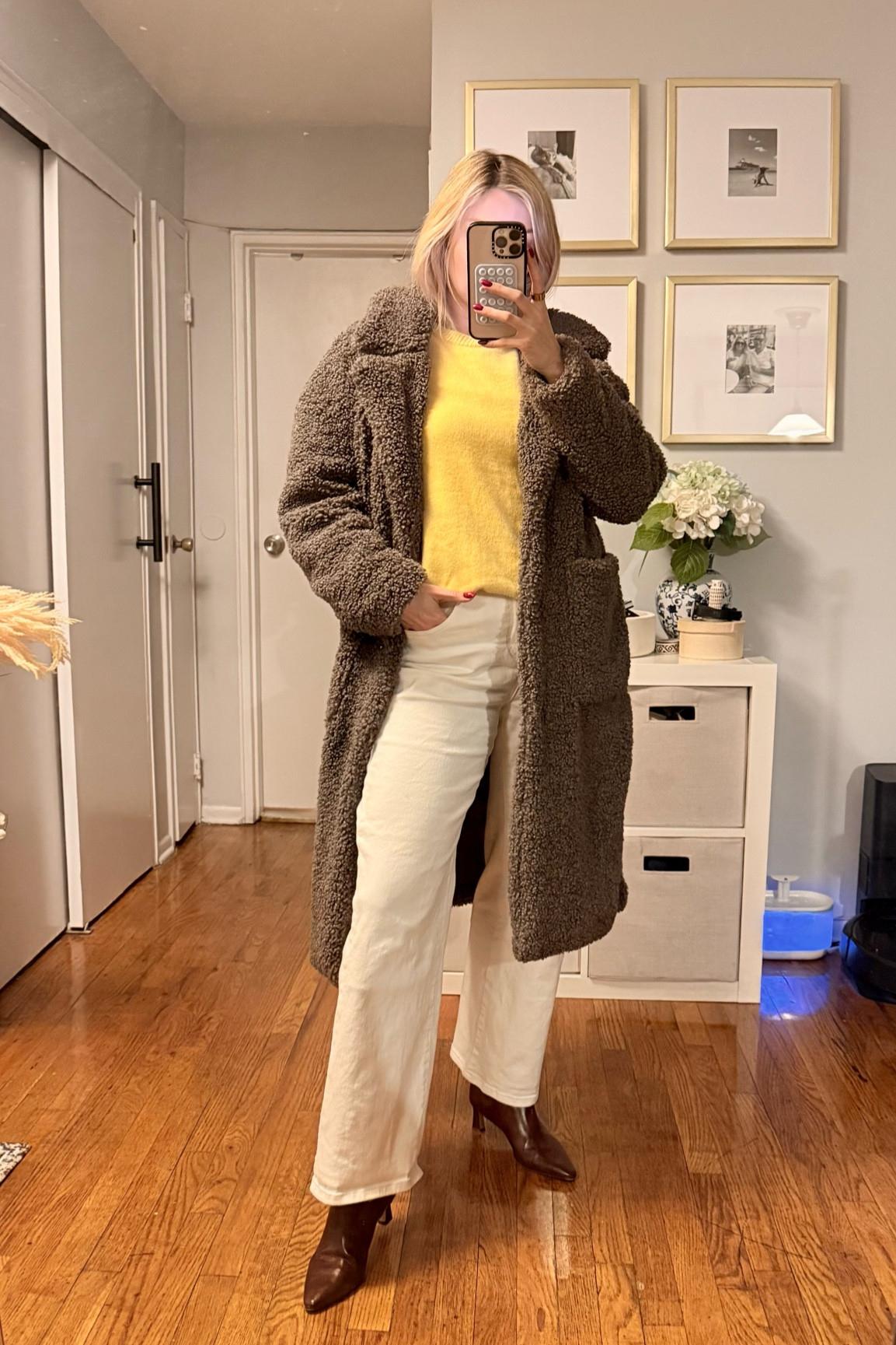 Pop of color with this buttercup yellow cashmere sweater!

Winter ootd, winter outfit, white pants, teddy bear coat, date night outfit, white trousers, styling white pants in winter, brown booties

#LTKSeasonal #LTKShoeCrush #LTKStyleTip