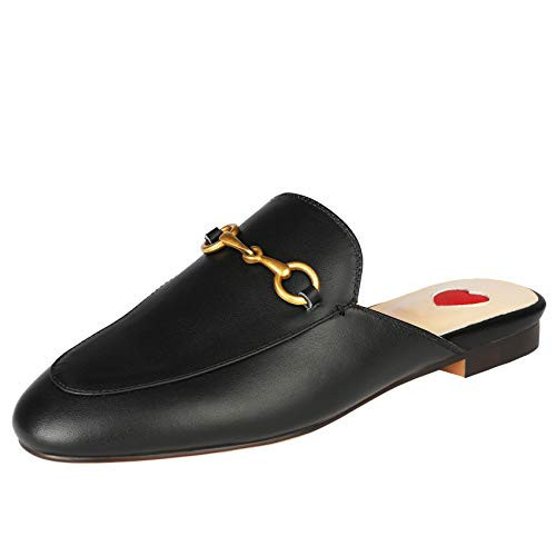 Arqa Mules for Women Leather Slip On Mule Backless Low Heel Loafers Slide Slippers Black | Amazon (US)