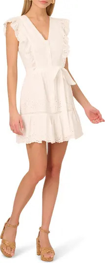 Adrianna Papell Eyelet Ruffle Cotton Mini Sundress | Nordstrom | Nordstrom