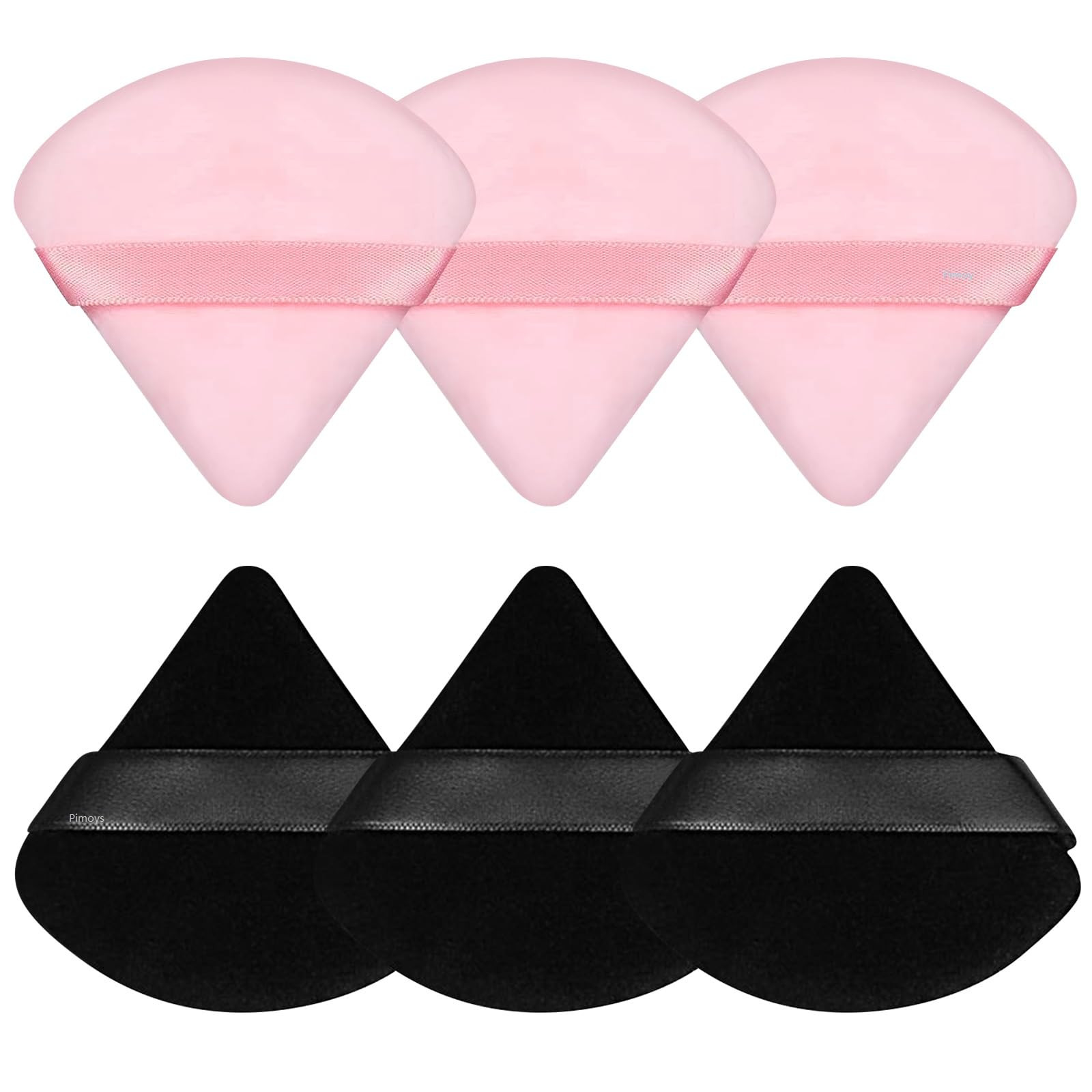 Pimoys 6 Pieces Powder Puff, Face Makeup Sponge Soft Velour Triangle Powder Puffs Beauty Sponge for Loose Powder (Black, Pink) | Amazon (US)