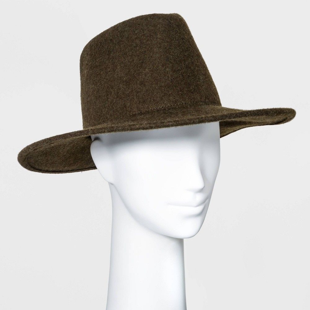 Women's Wide Brim Felt Western Fedora Hat - Universal Thread Olive Heather, Green Grey | Target