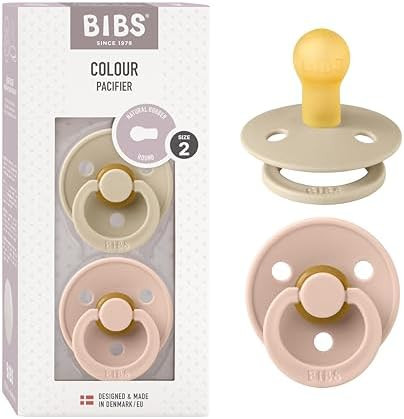 Bibs Pacifiers Color Collection, Set of 2 BPA-Free Latex Pacifiers Made in Europe, Round Nipple B... | Amazon (US)