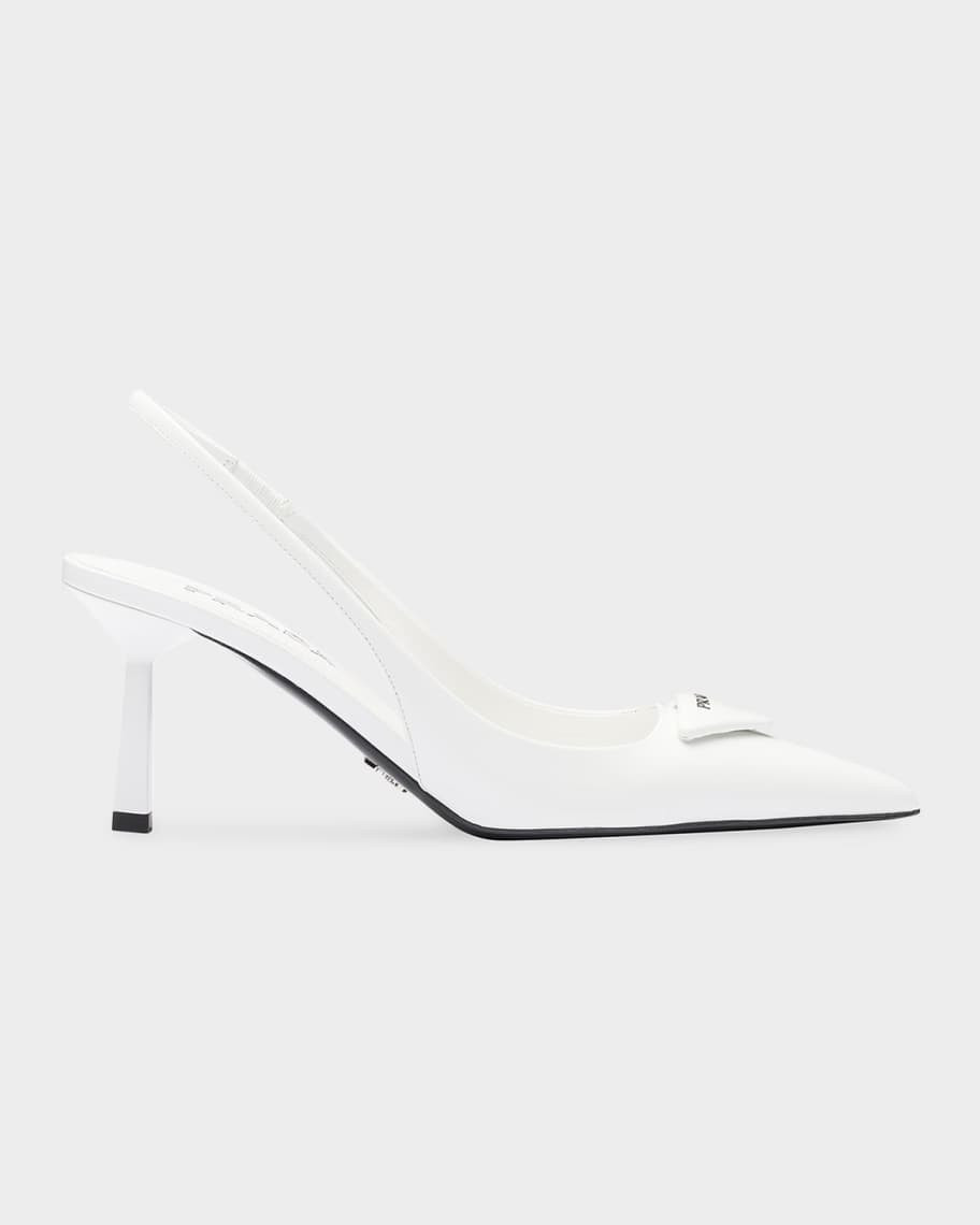 Prada 75mm Brushed Leather Slingback Pumps | Neiman Marcus