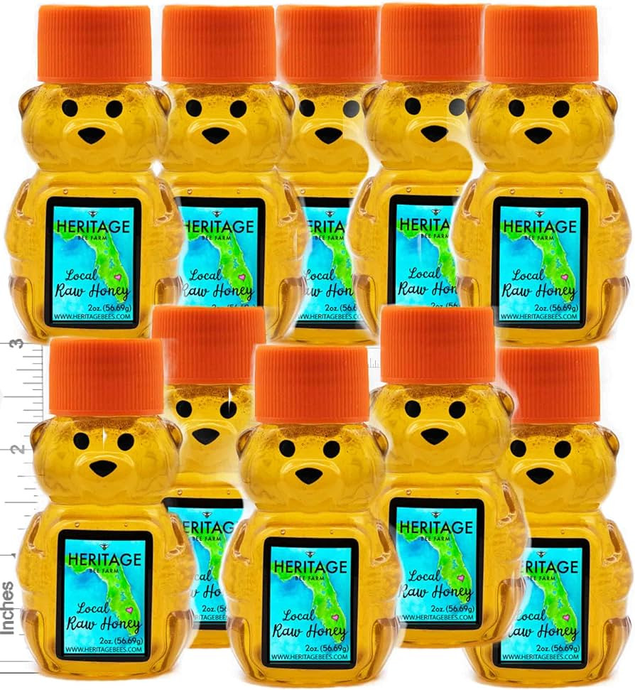 Heritage Bee Farm 2 oz. MiniBear Raw Honey (10 PACK) ; On the go Natural Treats, Party Favors, Ba... | Amazon (US)