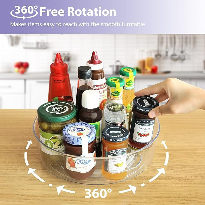 4 Pack Lazy Susan Organizer for Cabinet, Upgraded 11.5" Clear Lazy Susan Turntable with Handles a... | Amazon (US)