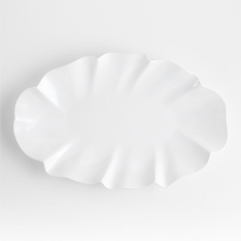 White Ruffle 22" Earthenware X-Large Platter + Reviews | Crate & Barrel | Crate & Barrel