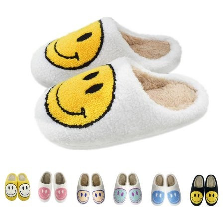 Smiley Face Slippers for Women Men Anti-Slip Soft Plush Comfy Indoor Slippers US 7-8 (40-41) | Walmart (US)