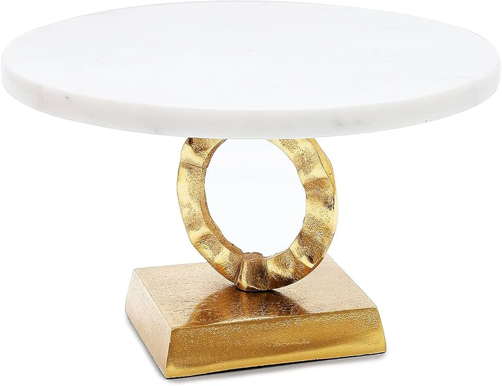 Marble Footed Pedestal Cake Stand with an Accented Gold Design by Gute - Dessert Fruit Serving Pl... | Amazon (US)