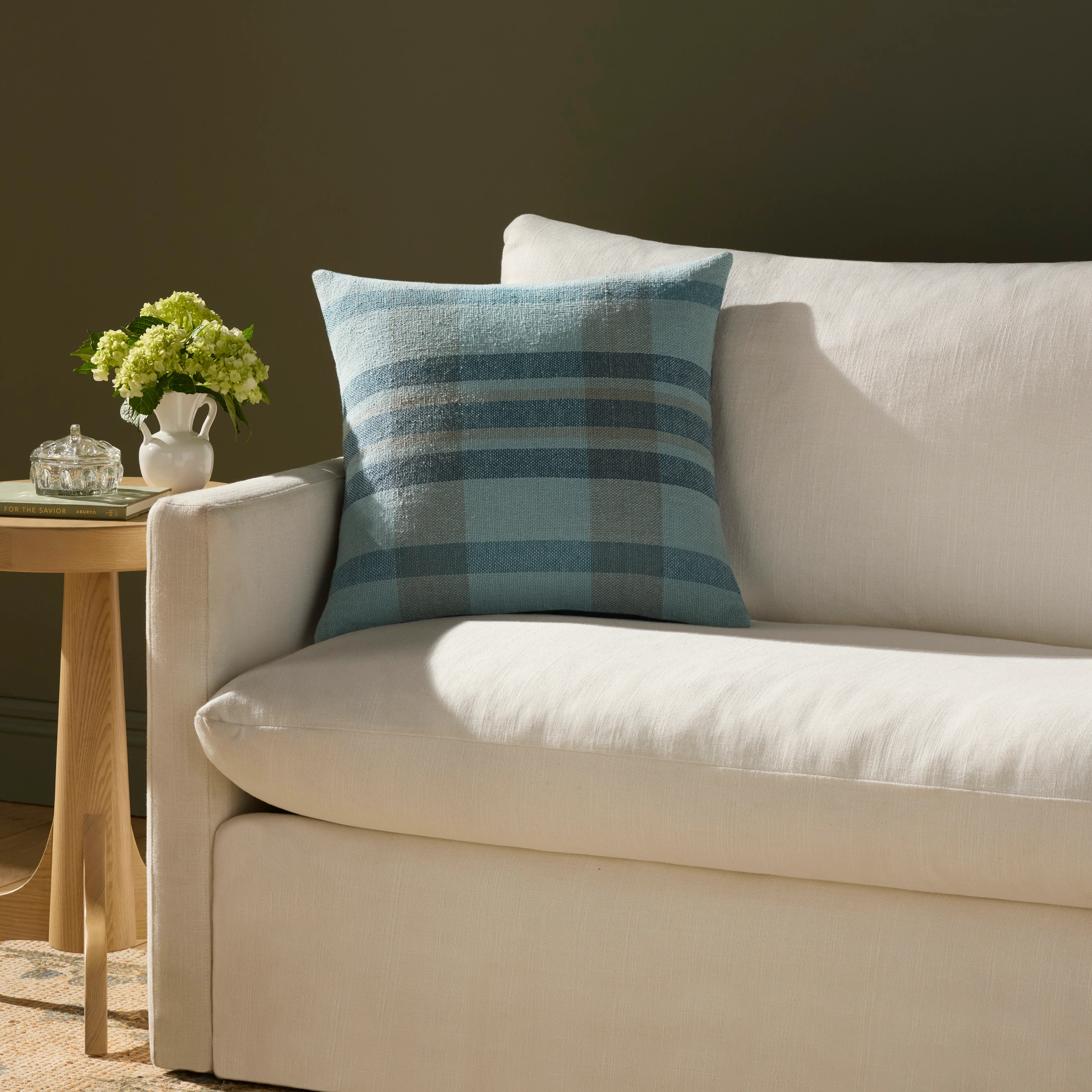 Andi Pillow PCJ-0034 Blue Cotton Plaid | Rugs Direct