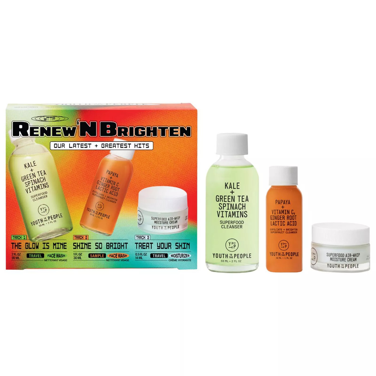 Youth To The People Renew N' Bright Mini Face Cleanser + Cream Skincare Set, None | Kohl's